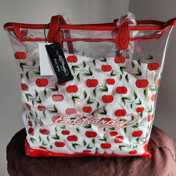 Ed Hardy Clear, Large Two Sided Cherry Print Tote, NWT - Picture 5 of 10